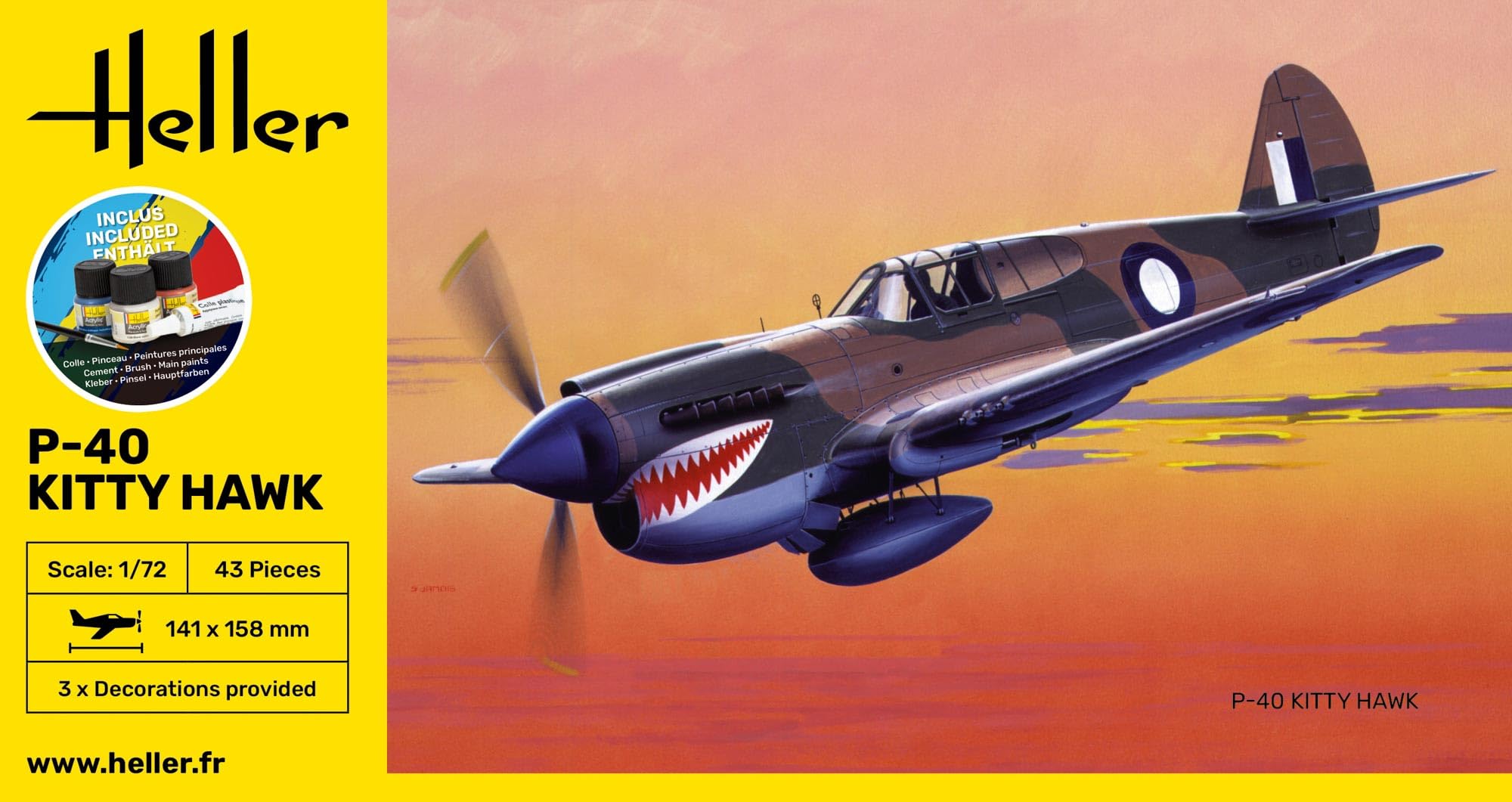 heller - Model Plane Starter Kit P-40 Kitty Hawk 56266, Unpainted - Image 3