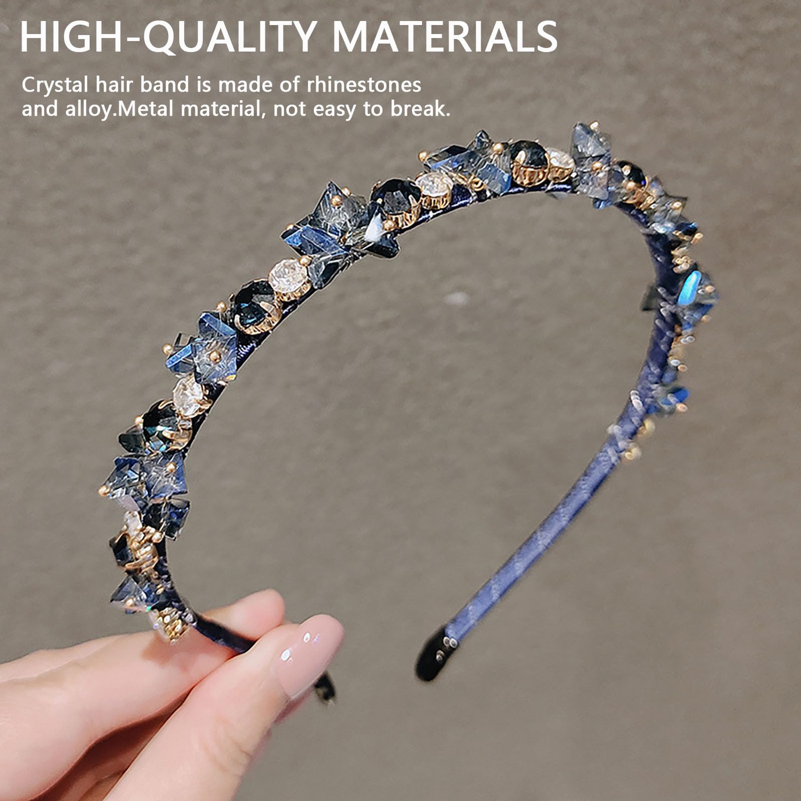 One Piece Bling Rhinestone Headband Vintage Crystal Head Bands Jewelry Fashion Diamond Headpiece Sparkling Rhinestone Flower Hairbands for Women Hair - Image 3