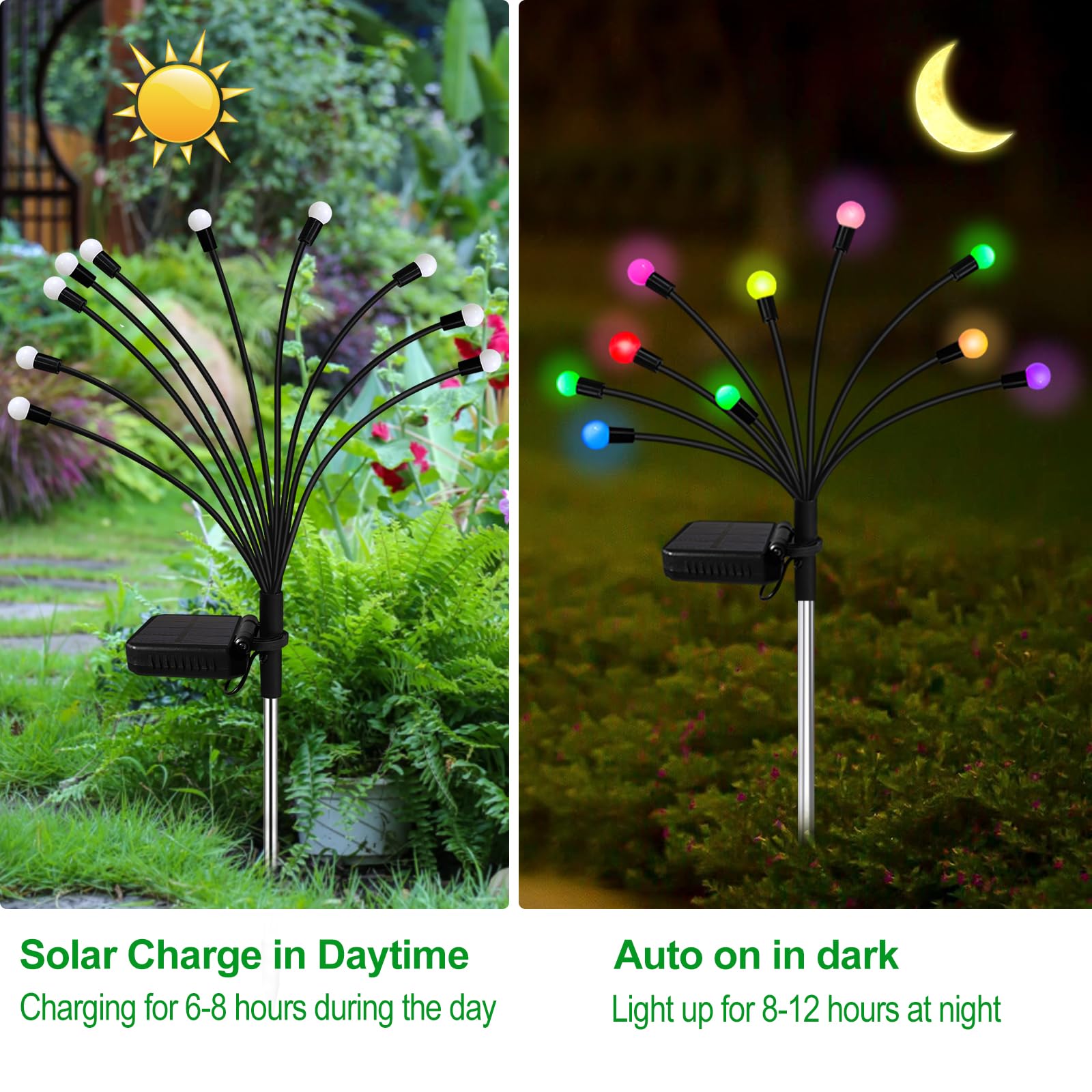 Luci solari da giardino per esterni, confezione da 60 luci solari a LED, impermeabili, ondeggiano dal vento, luce solare oscillante per cortile, patio, cortile, giardino, aiuola, vialetto, decorazione