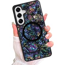 AIGOMARA Magnetic Rectangle for Samsung Galaxy S26 Case, Compatible with Magsafe, Luxury Sparkle Aablone Opalescent Pearl for Women Girls, Glossy Glitter Shockproof Protective Phone Case