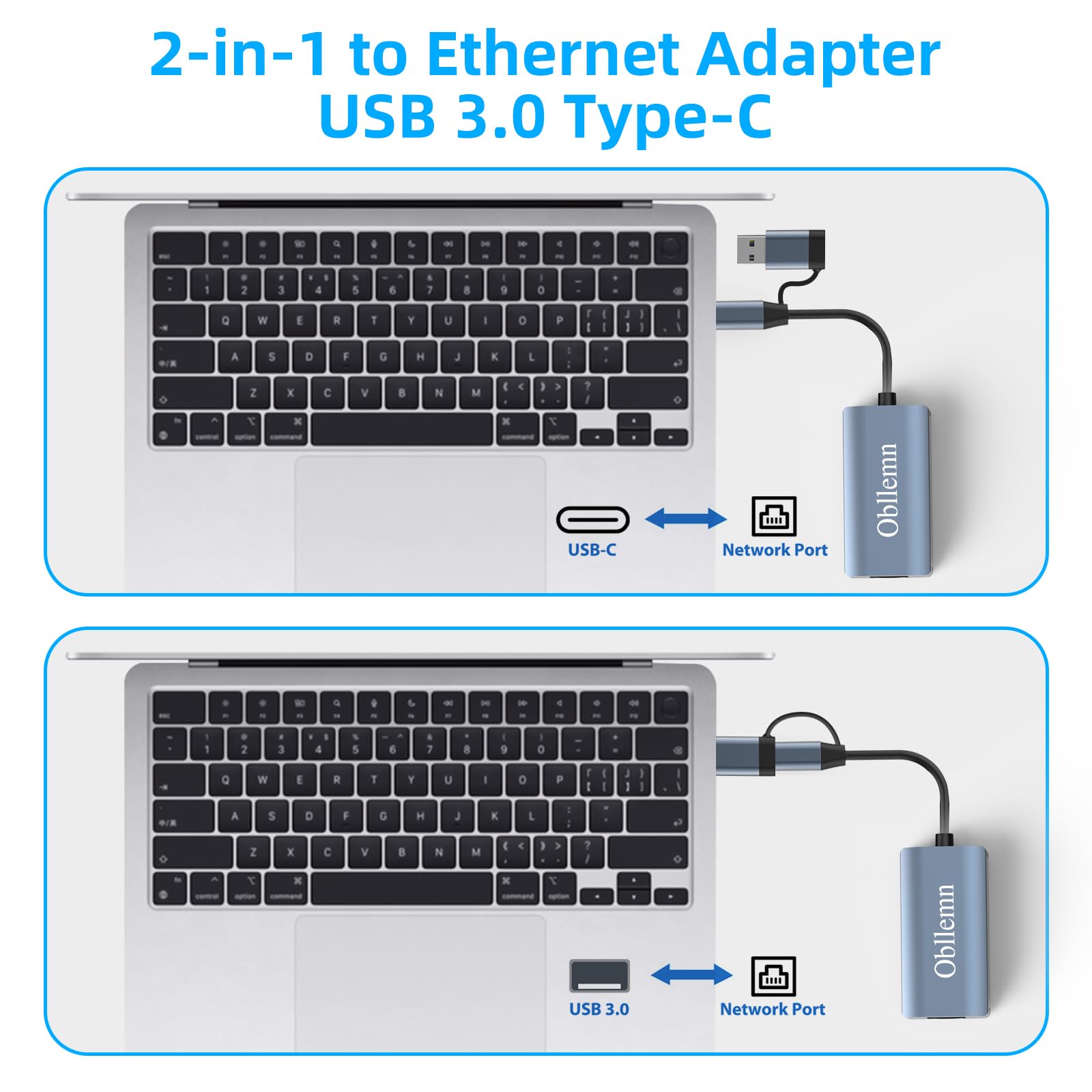 Adapter USB do Ethernet RJ45 1000 Mb/s, kompatybilny z MacBook, Surface, Laptopy z systemem Windows, XP, Vista, Mac/Linux