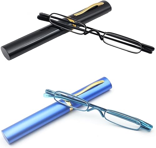 Mini lentes de lectura con bolígrafo delgado con estuche de clip portátil, lectores de bolsillo pequeño para hombres y mujeres
