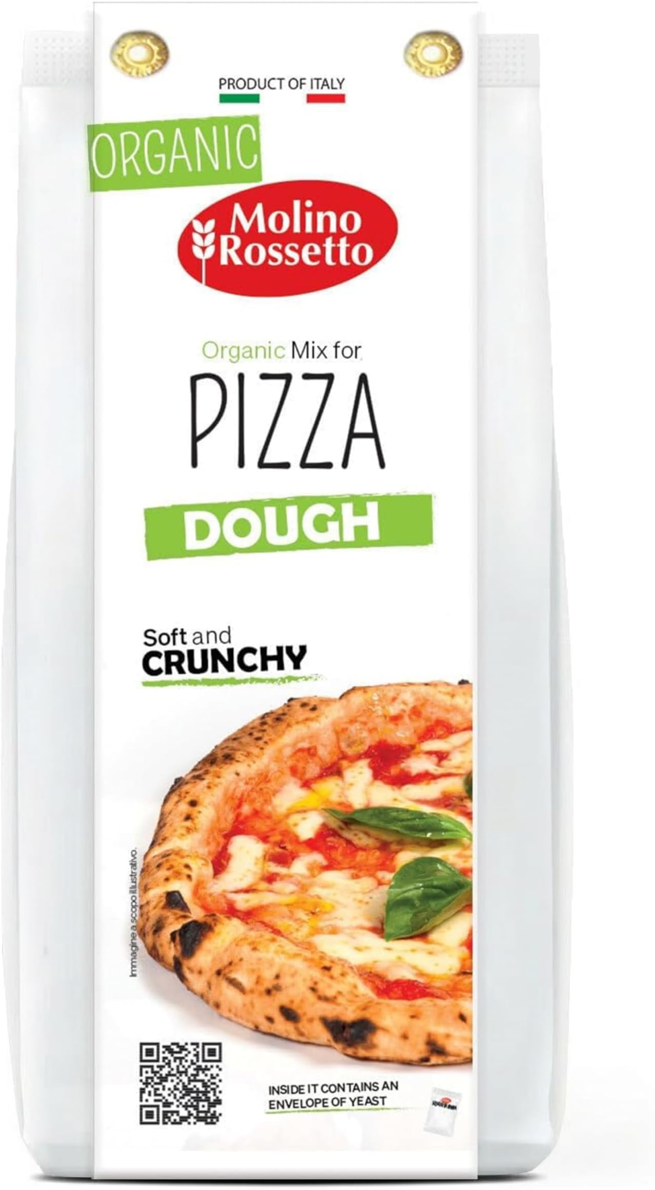 Organic Pizza Dough Mix with Active Dry Yeast - Healthy Pizza Crust or Bread Dough, Vegan, Organic Flour Blend for Homemade Italian Crust - 17.6 oz (500 g) - (Pack of 1)