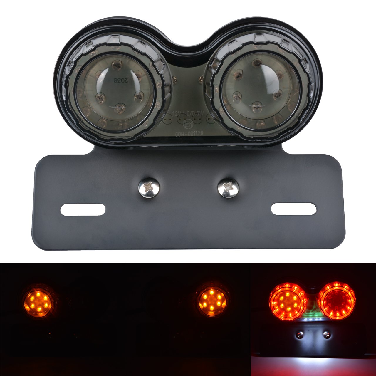 KATUR Feu arrière de moto 40 W 40 LED intégré, feu stop, clignotant avec support de plaque d'immatriculation pour H arley H onda Y amaha S uzuki K awasaki