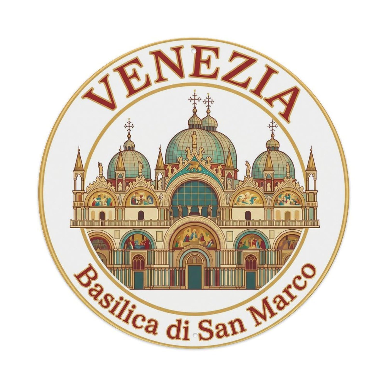 Vintage Travel Venice Basilica Marco Metal Tin Sign Plaque