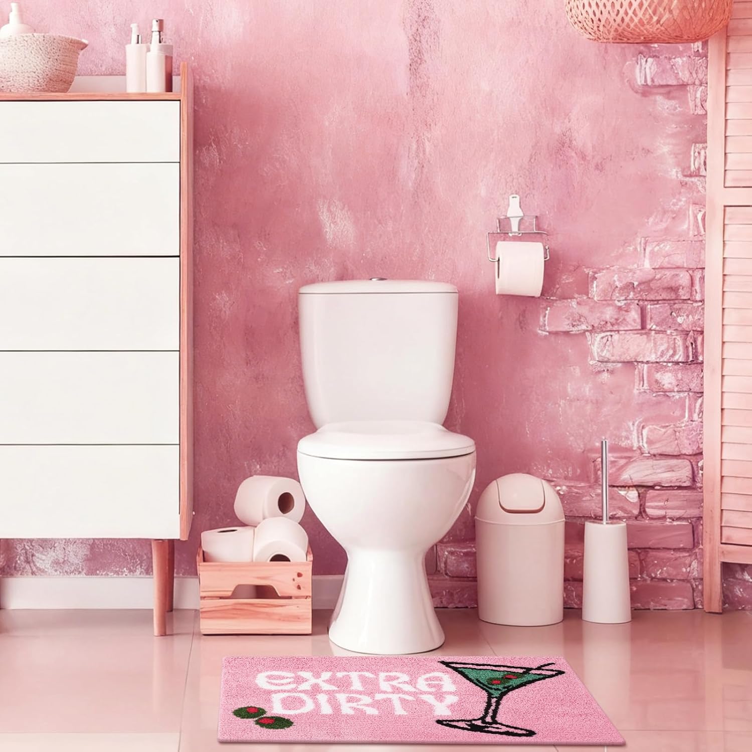 Drydiet Extra Dirty Martini Bathroom Rugs Cocktail Martini Bath Mat Non Slip Absorbent Shower Bath Party Decorations Washable 20x32 Inch Rugs for Bathroom Kitchen, Bedroom