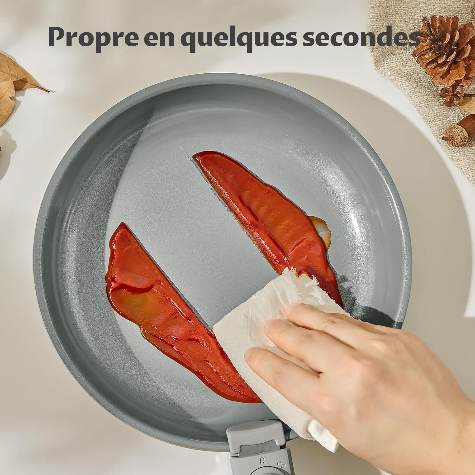 BLAZANT Batterie de Cuisine 7 Pièces avec Poignée Amovible | Poêles en Céramique 20/24/28 cm pour Petites Cuisines, Camping-Car & Camping | Empilable, Induction, Four jusqu'à 240°C, Sans PFAS