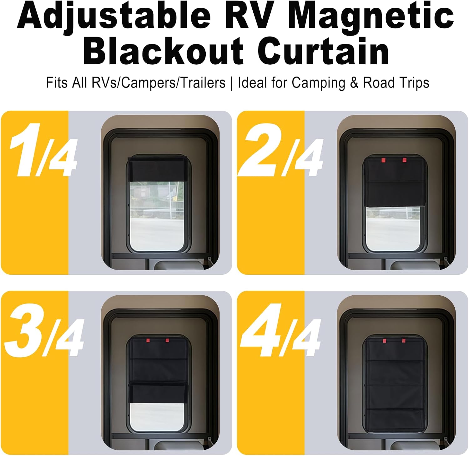 RV Door Window Shade Cover, Magnetic Blackout Window Cover with UV Protection and Privacy Features for Camper, Foldable Blackout Curtains for Inside Travel Trailer, RV Accessories