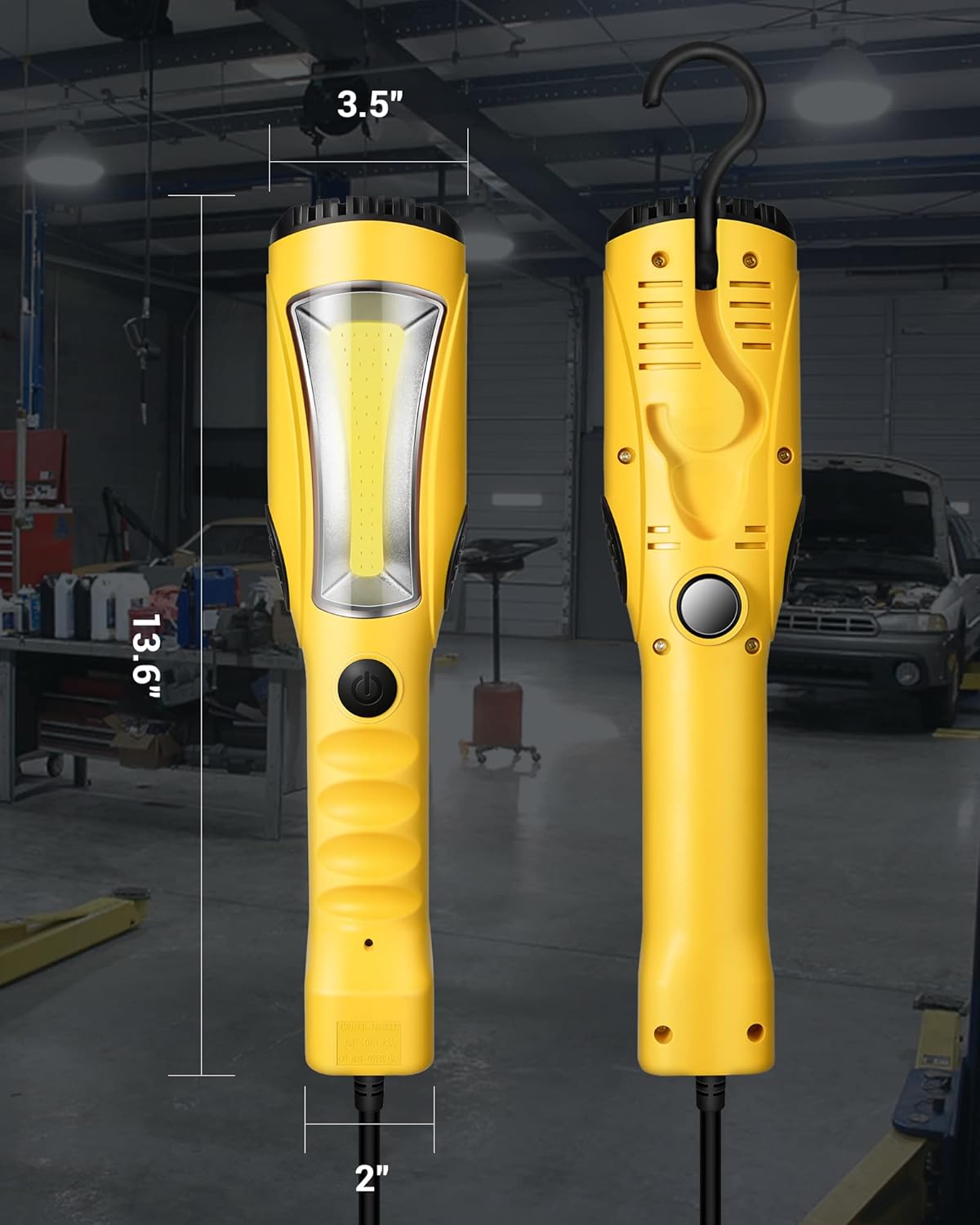 DEWENWILS LED Work Light, Underhood Work Lighting (15 feet), 1200LM, Trouble Light with Cord, Strong Magnet & Swivel Hook, Handheld Corded, for Garage, Workshop, Car Repair Scene, ETL Listed