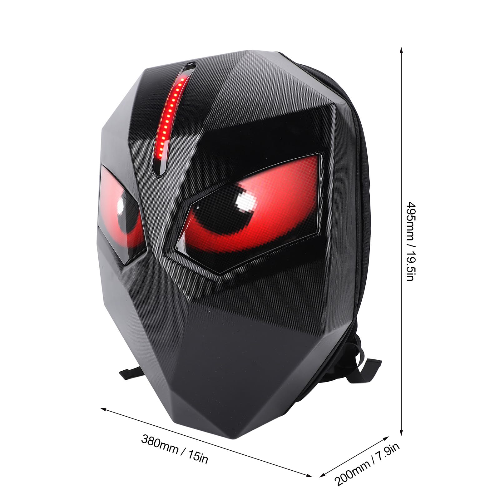 YWBL-WH Zaino per Moto a LED, Borsa per Casco di Grande capacità con Guscio Rigido con Schermo Programmabile per Uomo