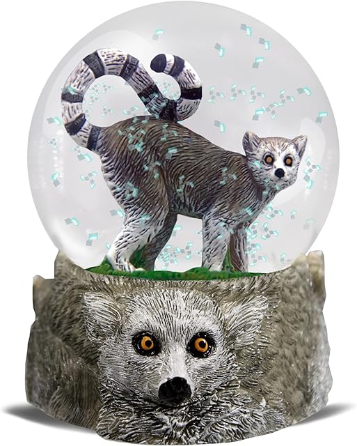 Water Globe - Ring-Tailed Lemur from Deluxebase. Lemur Snow Globe with Resin Figurine and Moulded Base. Great home decor, ornaments and gifts.