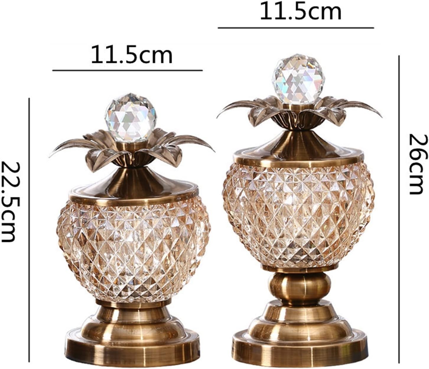 Vase Glass Vase Crystal Ball Candy Jar Jewelry Storage Box Clear Glass Jar Metal Handicraft Ornaments Home Decoration Vases Pots Suitable for Dining and Living Room Home decoratio(Small)
