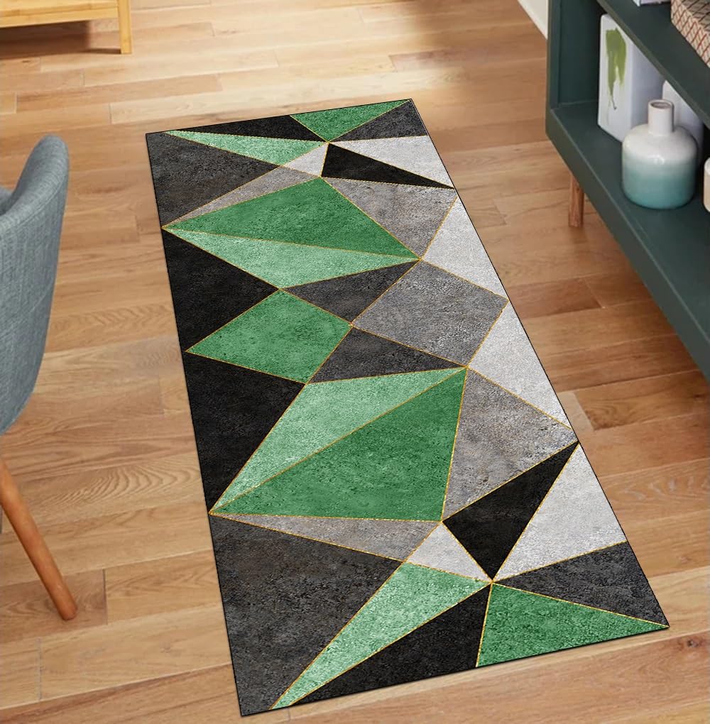 Tapis de couloir antidérapant vert lavable 110x200 cm sécurisé