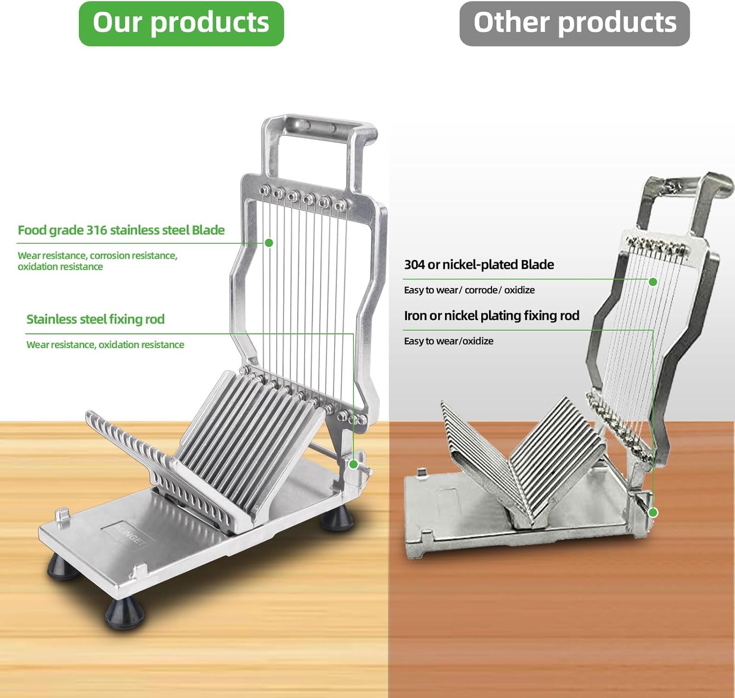 Commercial Cheese Slicer With Wire1 cm & 2 cm Cheese Cutter Butter Cutting,Commercial Lemon Cutter 4-Section with V-Shaped 420 Stainless Steel Blades