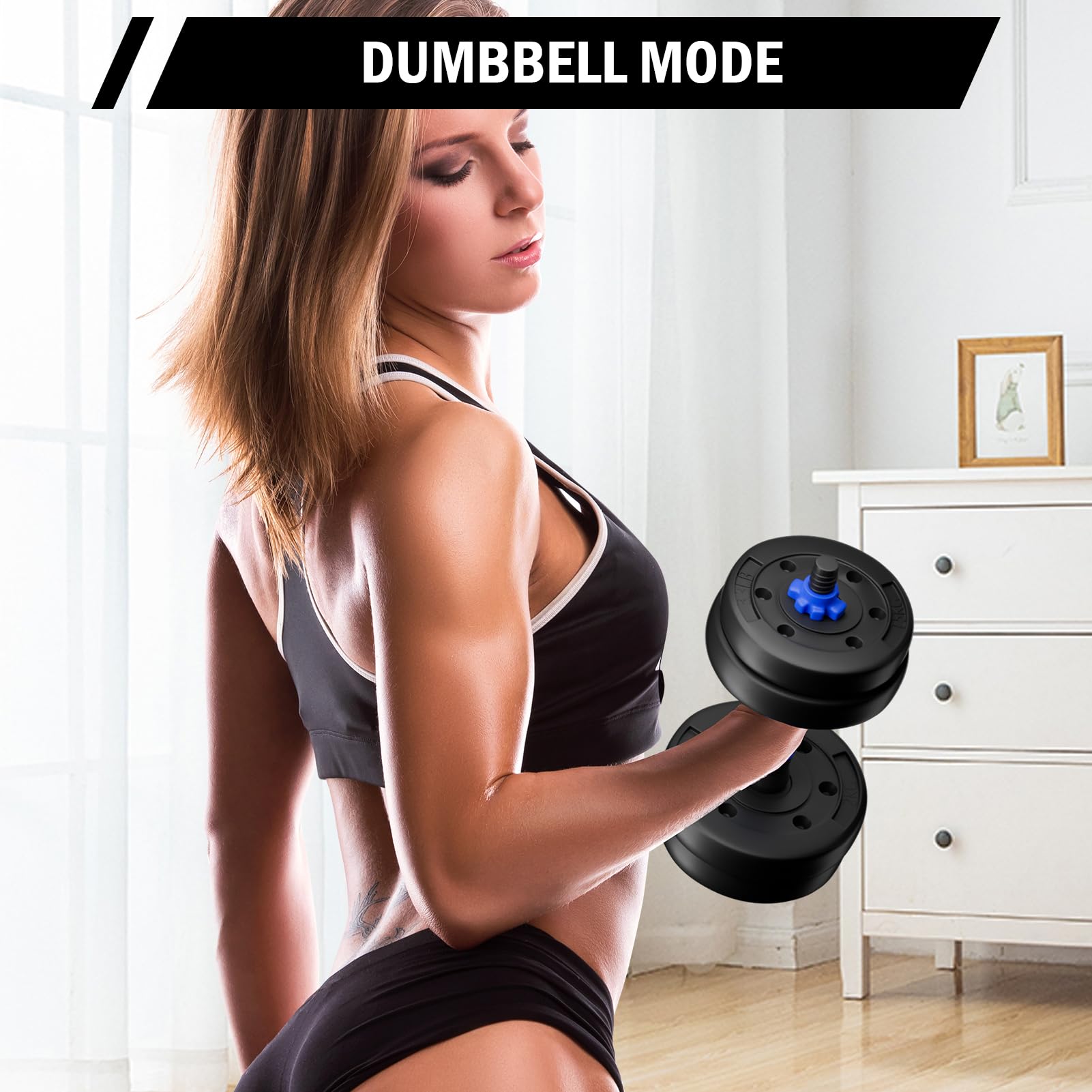 Set di manubri corti, 2 in 1, 10/15/20/30 kg, per uomini e bilancieri regolabili, tubo di collegamento multifunzione, per allenamento di forza