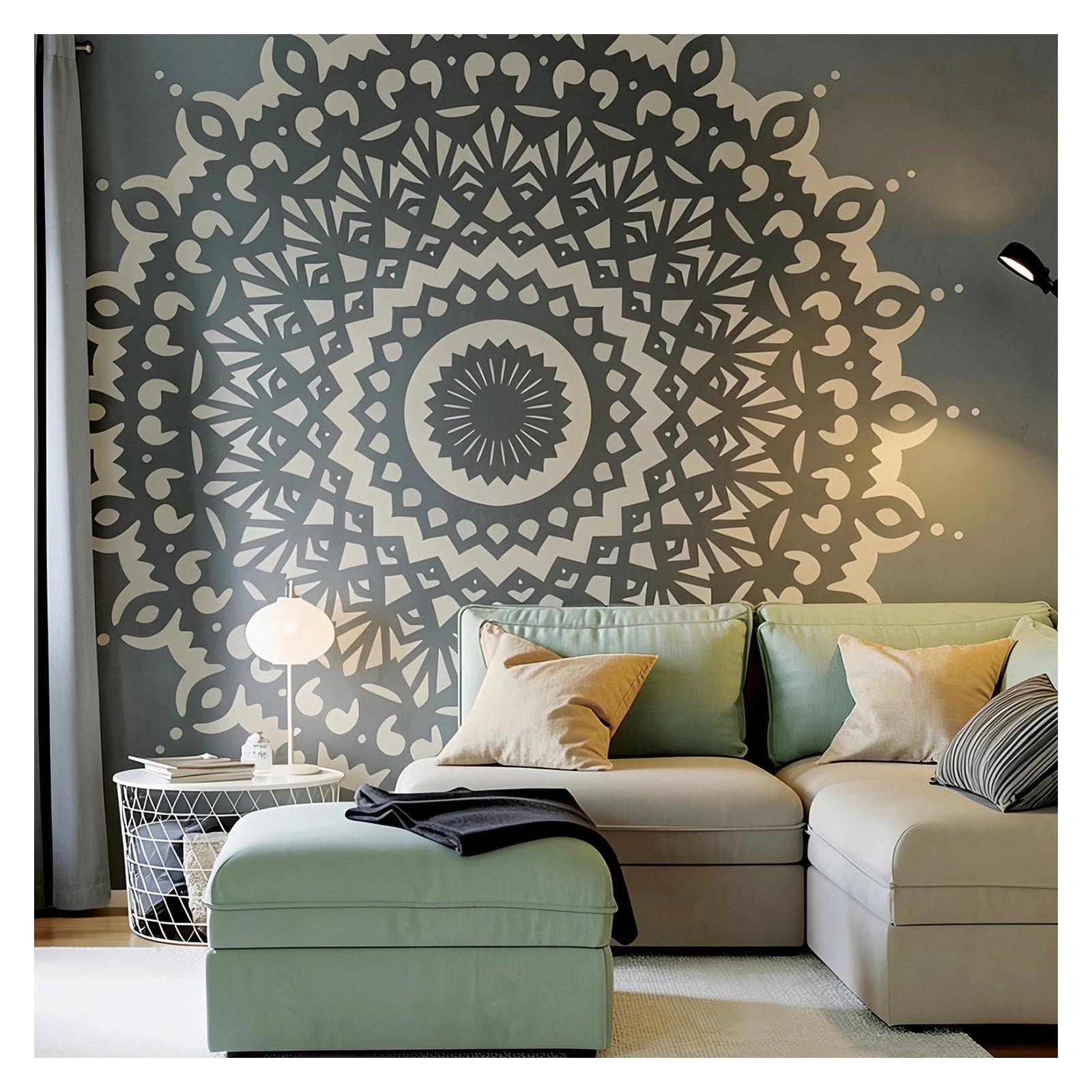 Pochoir mandala art marocain 240 cm pour peinture de prestige sur grand sol et mur de salon