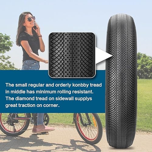 SIMEIQI Paquete de 2 neumáticos de bicicleta eléctrica de 20 pulgadas26 x 4.0 pulgadas, neumáticos de bicicleta eléctrica y tubos interiores,