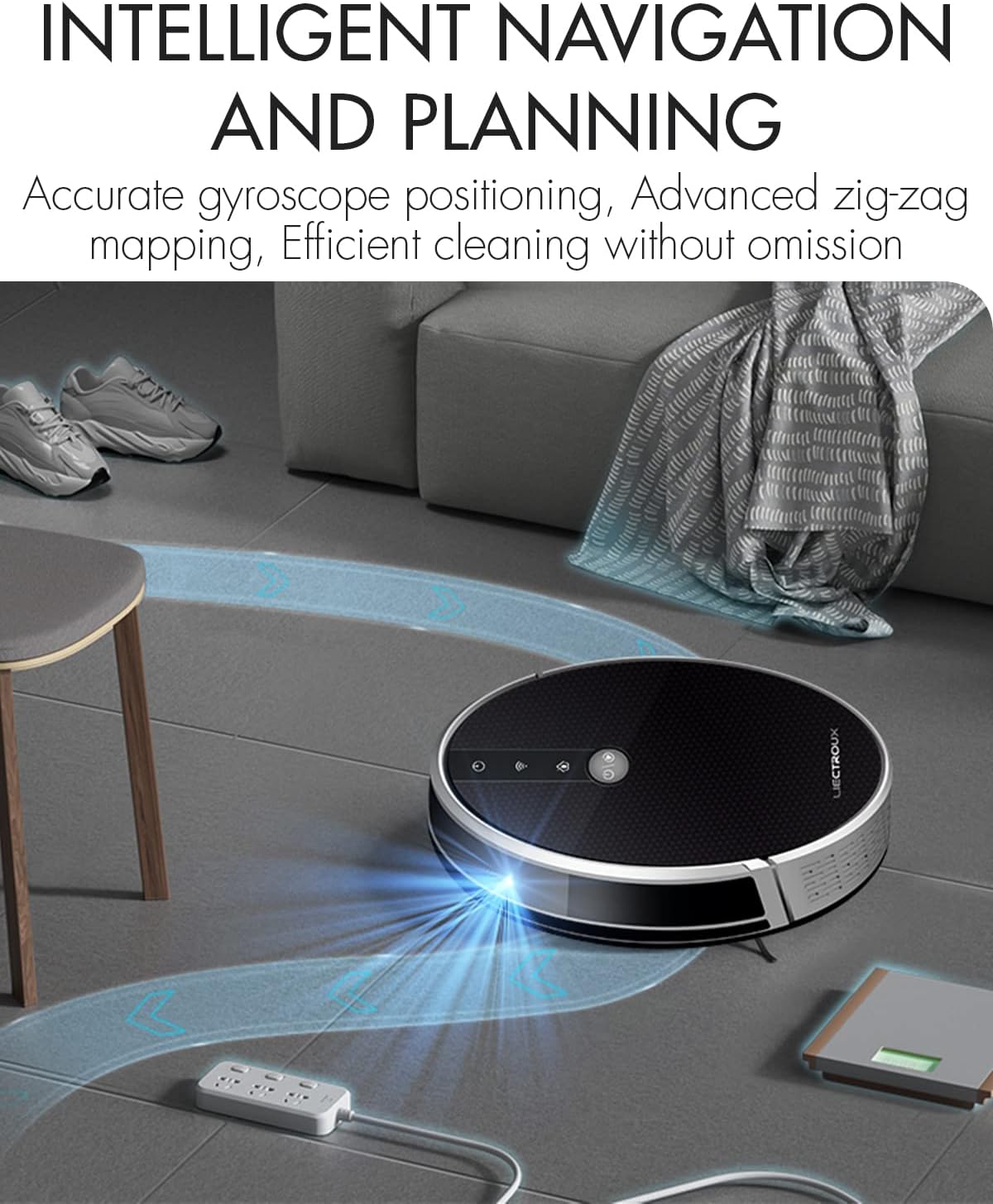 Robot vacuum demonstrating intelligent navigation