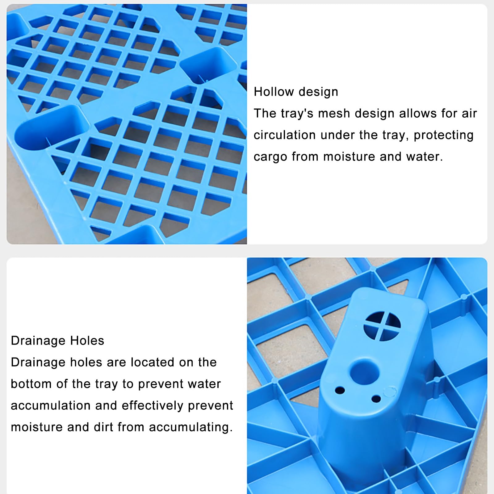 Palettes emboîtables en plastique polyéthylène – Solution de stockage de sol résistante à l'humidité pour sous-sol et cuisine – Palettes vertes épissables pour une niisation efficace