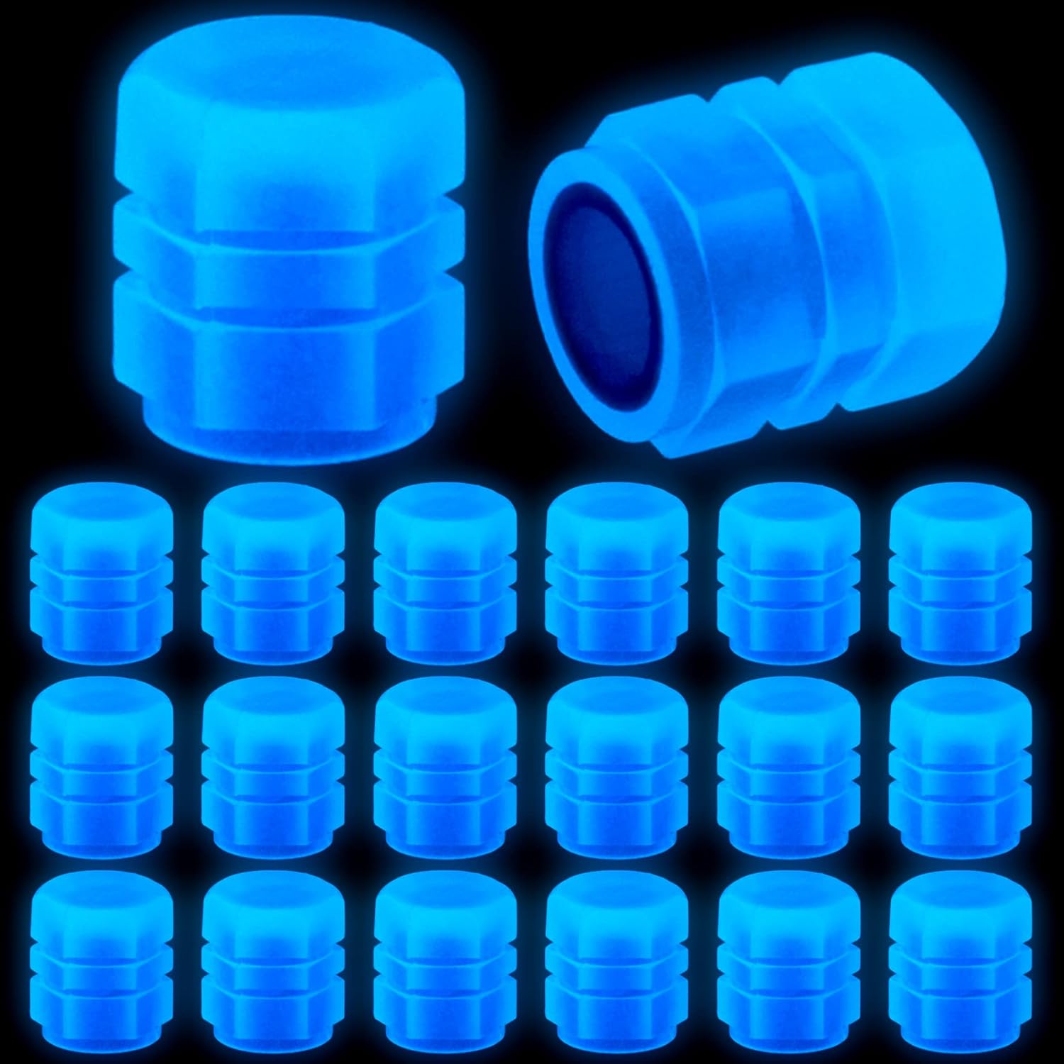 PAGOW 20PCS Night Glow Luminous Wheels Tire Air Caps Cover Fluorescent