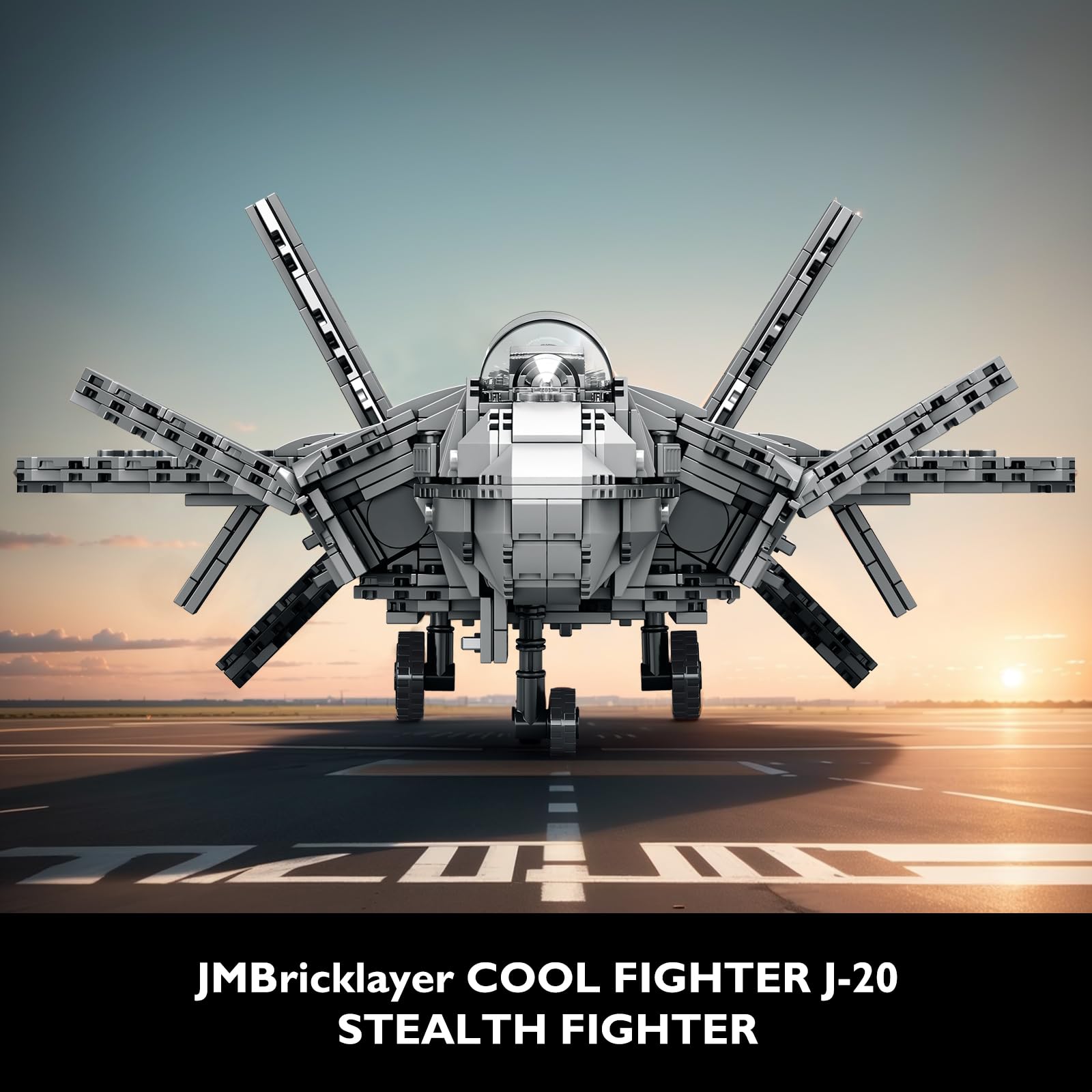JMBricklayer Military Chengdu J-20 Stealth Fighter Building Sets 60010, Army Air Plane Display Model Toy - Image 2