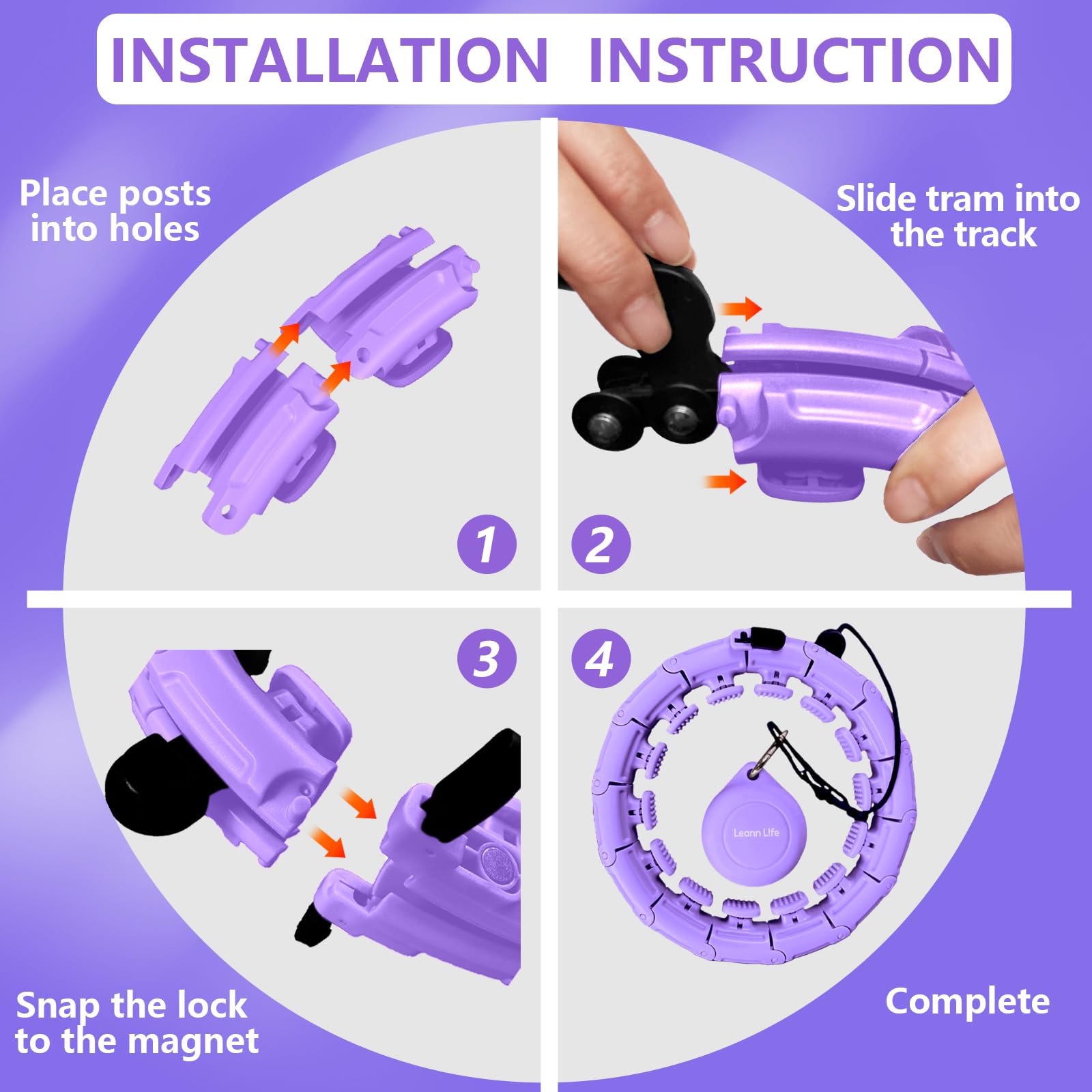 U1-30 nodi vita 142,2 cm, chiusura magnetica intelligente Hula Hoop ponderato per adulti perdita di peso, Infinity Hoop Plus Size, bambini adulti casa all'aperto, esercizio fitness,