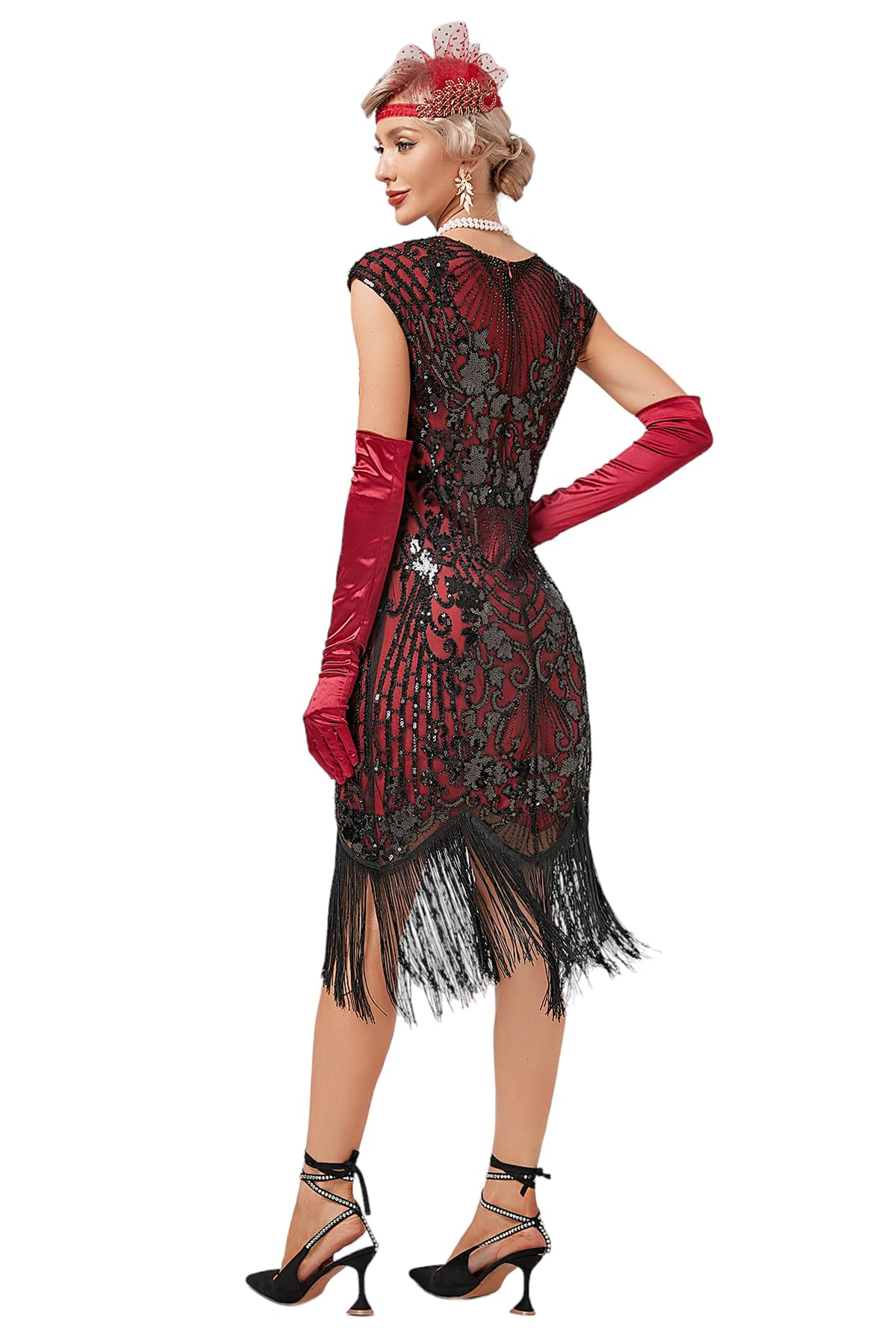 Viloree Vestiti Anni 20 Donna con Paillettes e Frange in Rilievo 1920s Abito Vestito Gatsby Donna Anni 20 Vestito Charleston