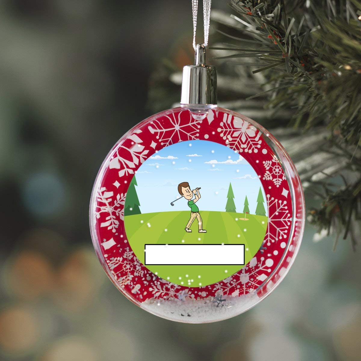PrintedPerfection.com Personalized StoryLine Cartoon Caricature Snow Globe Christmas Ornament: Golfer - Male