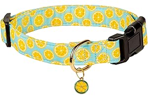 Summer Lemon Pattern Cute Cotton Dog Collar for Dogs
