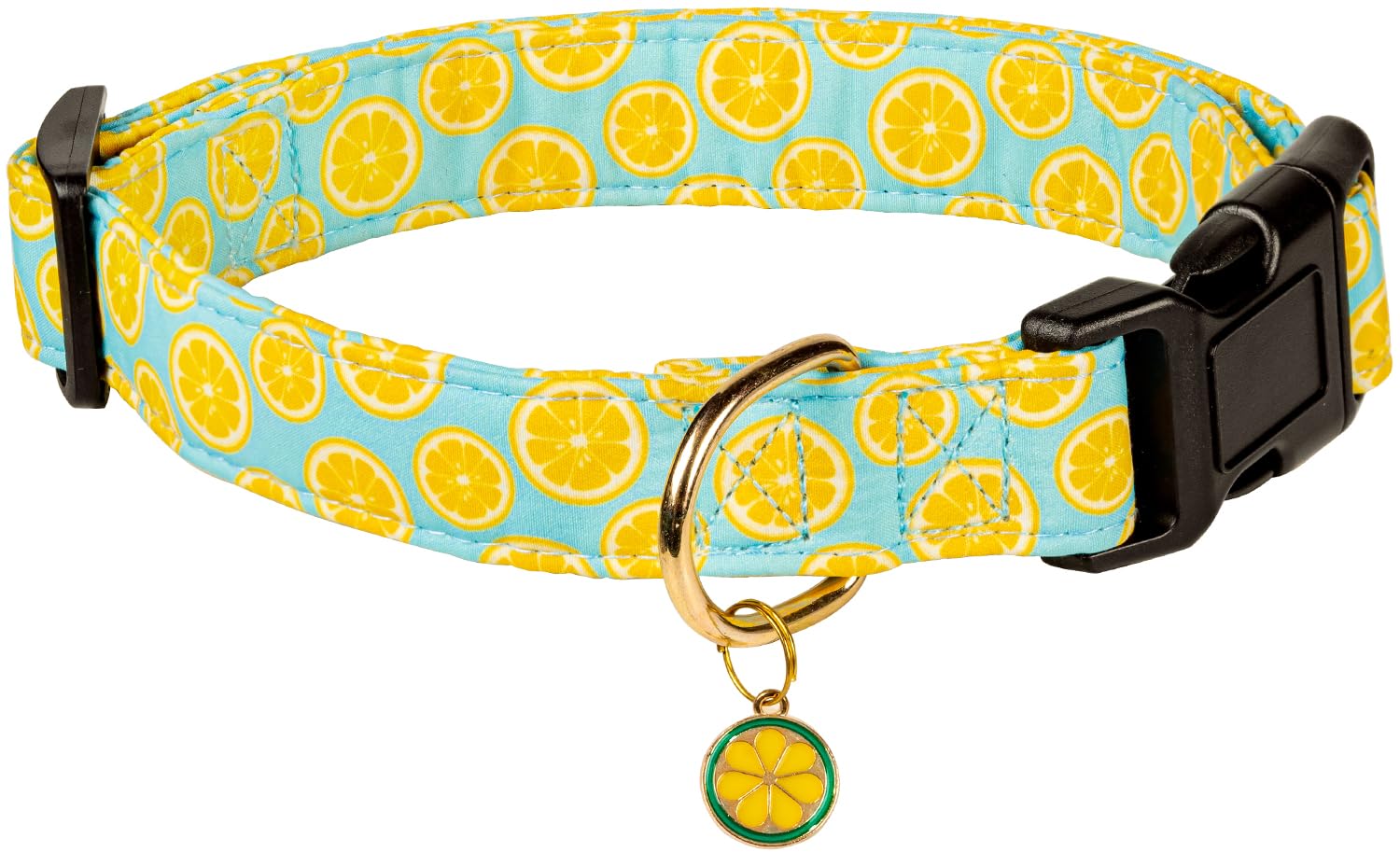 PREHAI Cute Cotton Dog Collar for Boy and Girl Puppy Collar - Summer Lemon Pattern - Adjustable Soft Collar for Small, Medium, Large Dogs