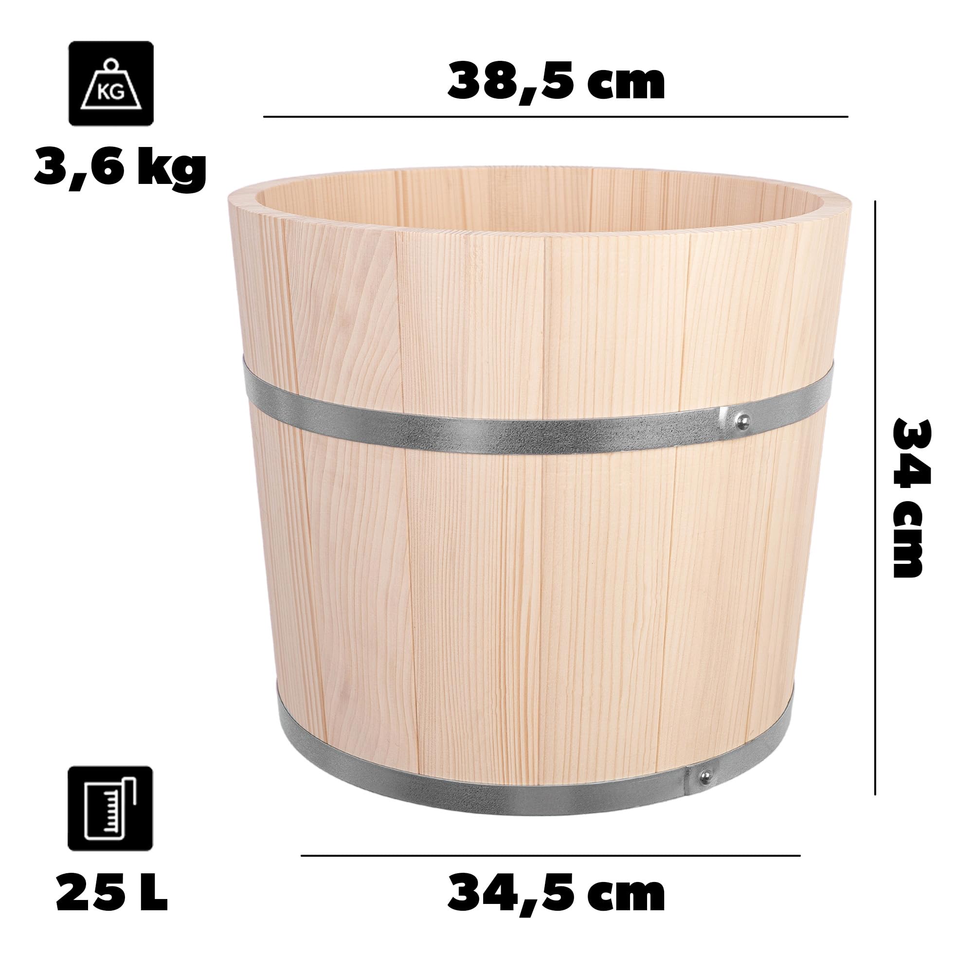 KADAX Barril de madera de 25 l, olla de chucrut de madera, olla de fermentación para fermentación de verduras como chucrut, pepinos o kimchi, barril de chucrut, olla de pepino, barril de pepino