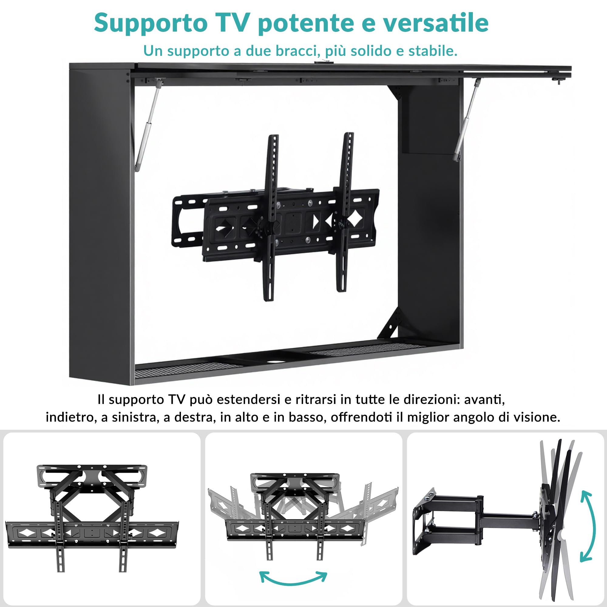 Custodia TV da esterno impermeabile, box protettiva TV con chiusura per televisori 32–55 pollici, protezione antifurto impermeabile per uso esterno, balcone e terrazza con supporto a parete
