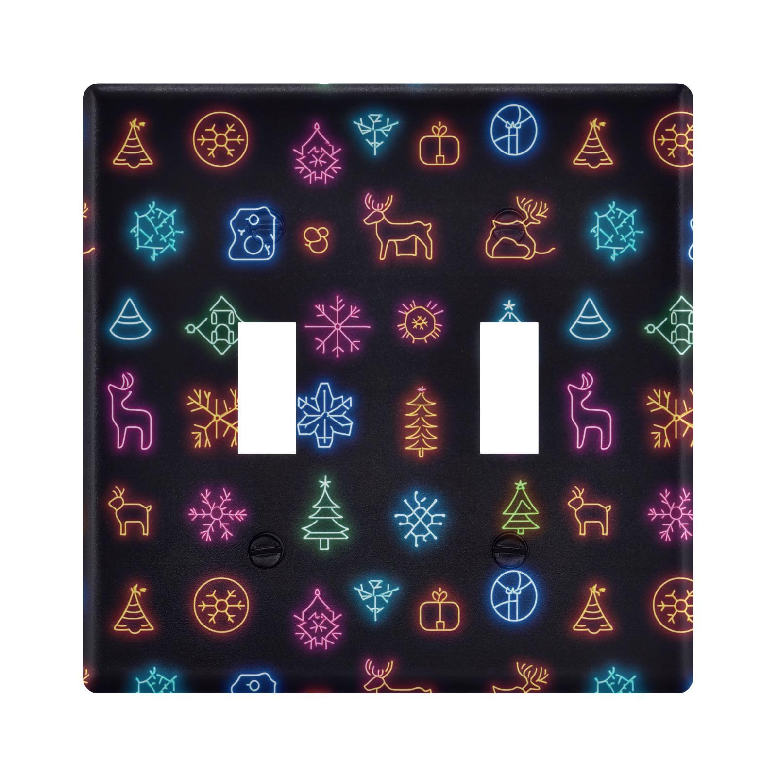 UMIRIKO Neon Christmas Tree Snowflake Elk Light Switch Cover Plate Covers Decorative Double Toggle Home Decor 202b7121