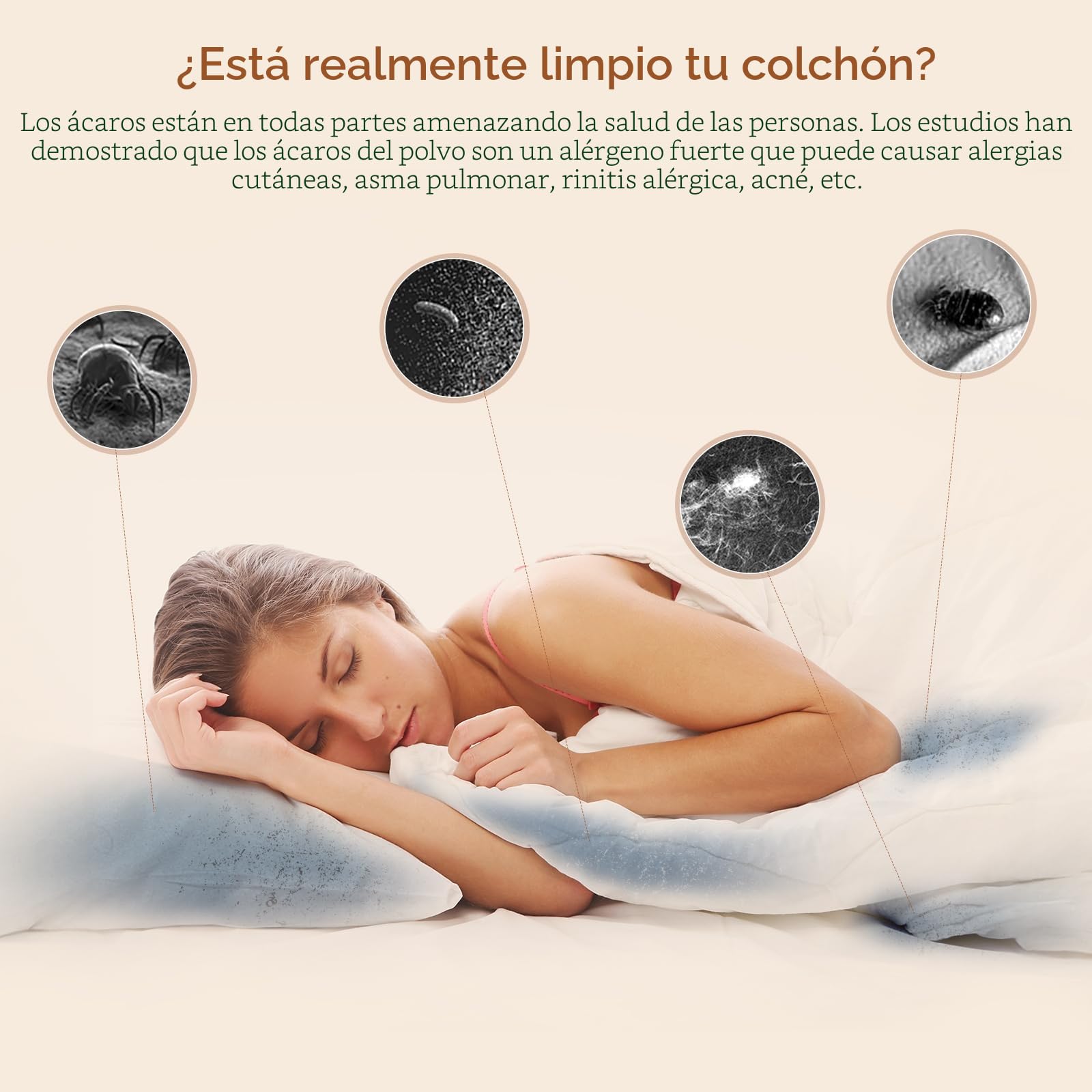 JIGOO J200 Aspirador de Ácaros, 500W Aspiradora antiácaros de Mano con Luz UV, función de ultrasonido, Especial Alergias, Antiácaros Mata el 99.9% de los Ácaros, Especial para Colchones y Sofás