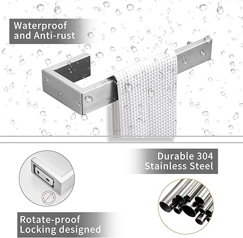 Miniatura 4 de Fapully Juego de accesorios de baño de 8 piezas de acero inoxidable, juego de accesorios de baño de níquel cepillado montado en la pared