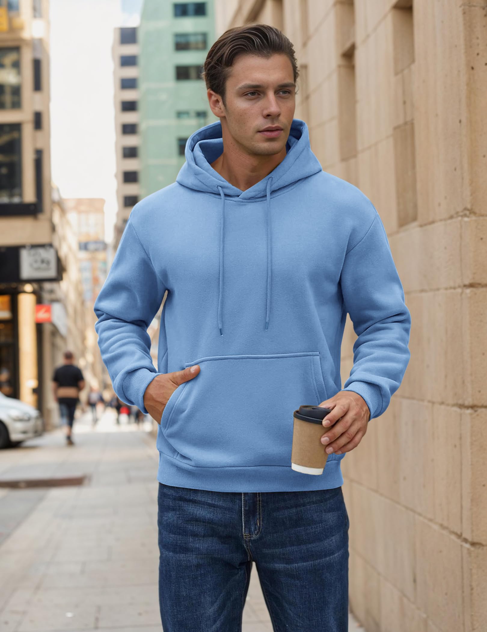COOFANDY Hoodie Herren Kapuzenpullover Fleece Kapuzenpulli Baumwolle Sweatshirt mit Kapuze Basic Winter Hoodies für Männer