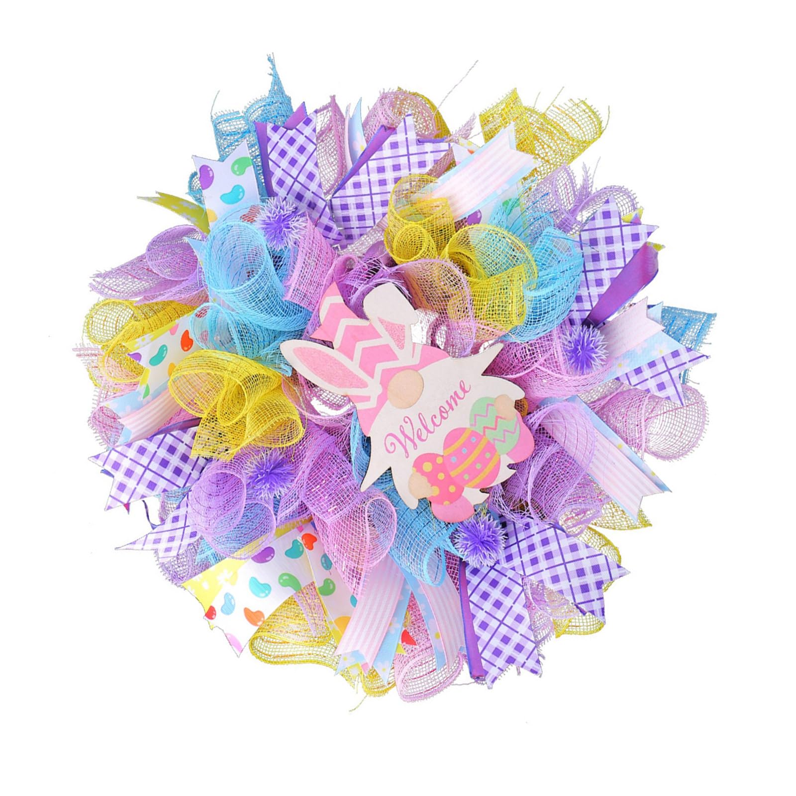 Décoration extérieure de mariage : couronne printemps avec nain
