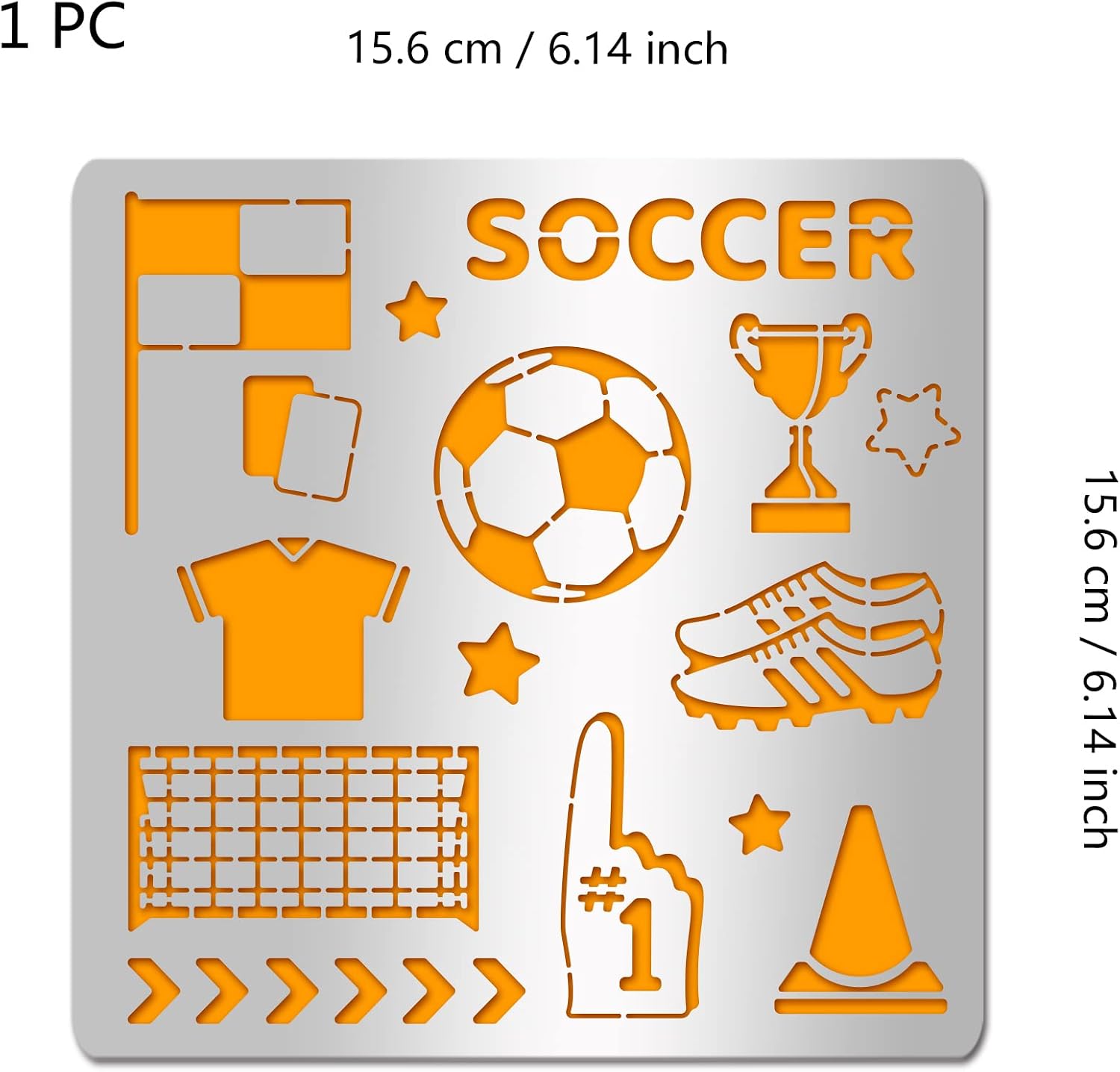 INFUNLY Soccer Stencil for Painting Stainless Steel Sport Football Drawing Stencils 6.15 inches Championship Trophy Metal Stencil for DIY Painting Scrapbooking Decor - Image 3