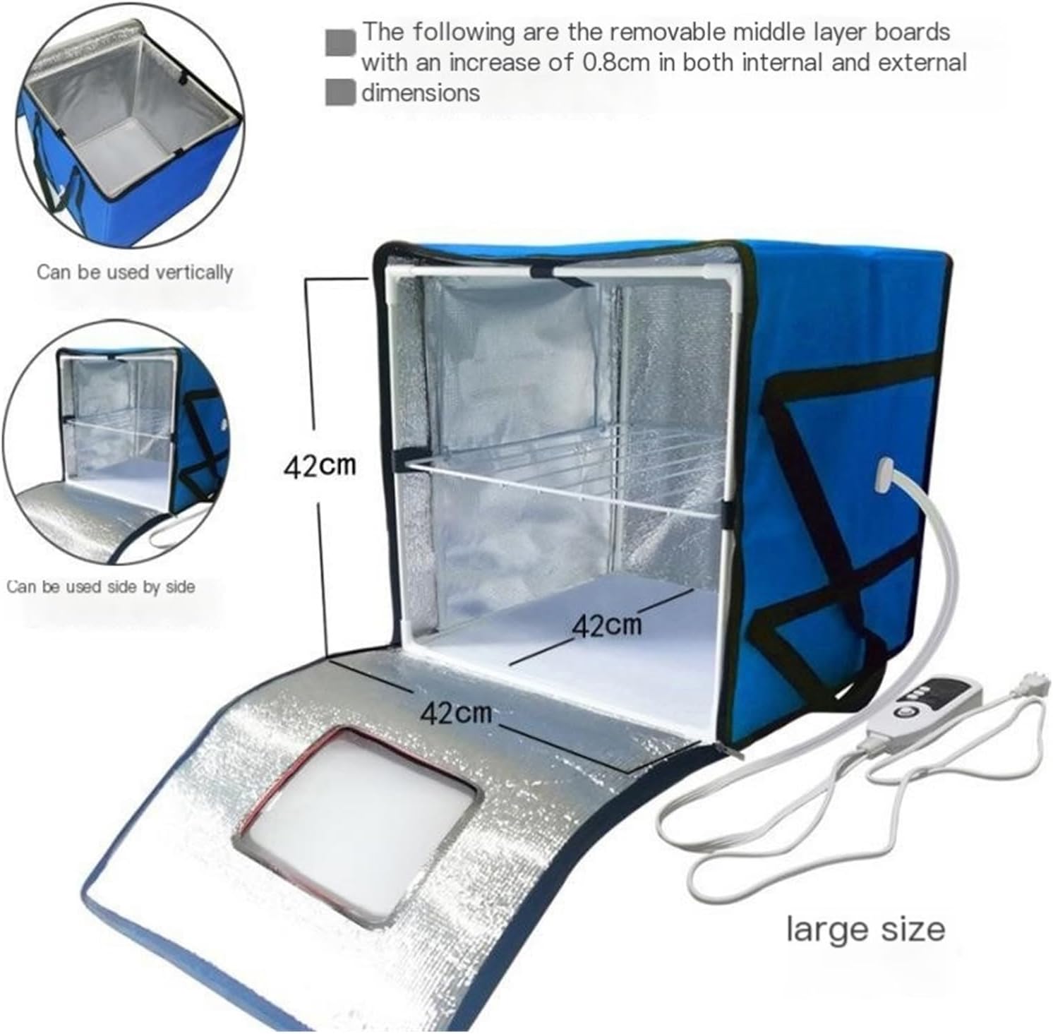 Foldable Dough Proofer Box with Adjustable Temperature, Sourdough Bread Fermentation Cabinet & Yogurt Maker, Removable Stand(Blue,Large)