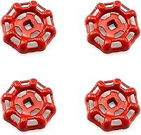 Heyous 4-Pack Red Cast Iron Valve Handles - 6x6mm Square Broach, 51mm OD Hand Wheels for Gate & Ball Valves