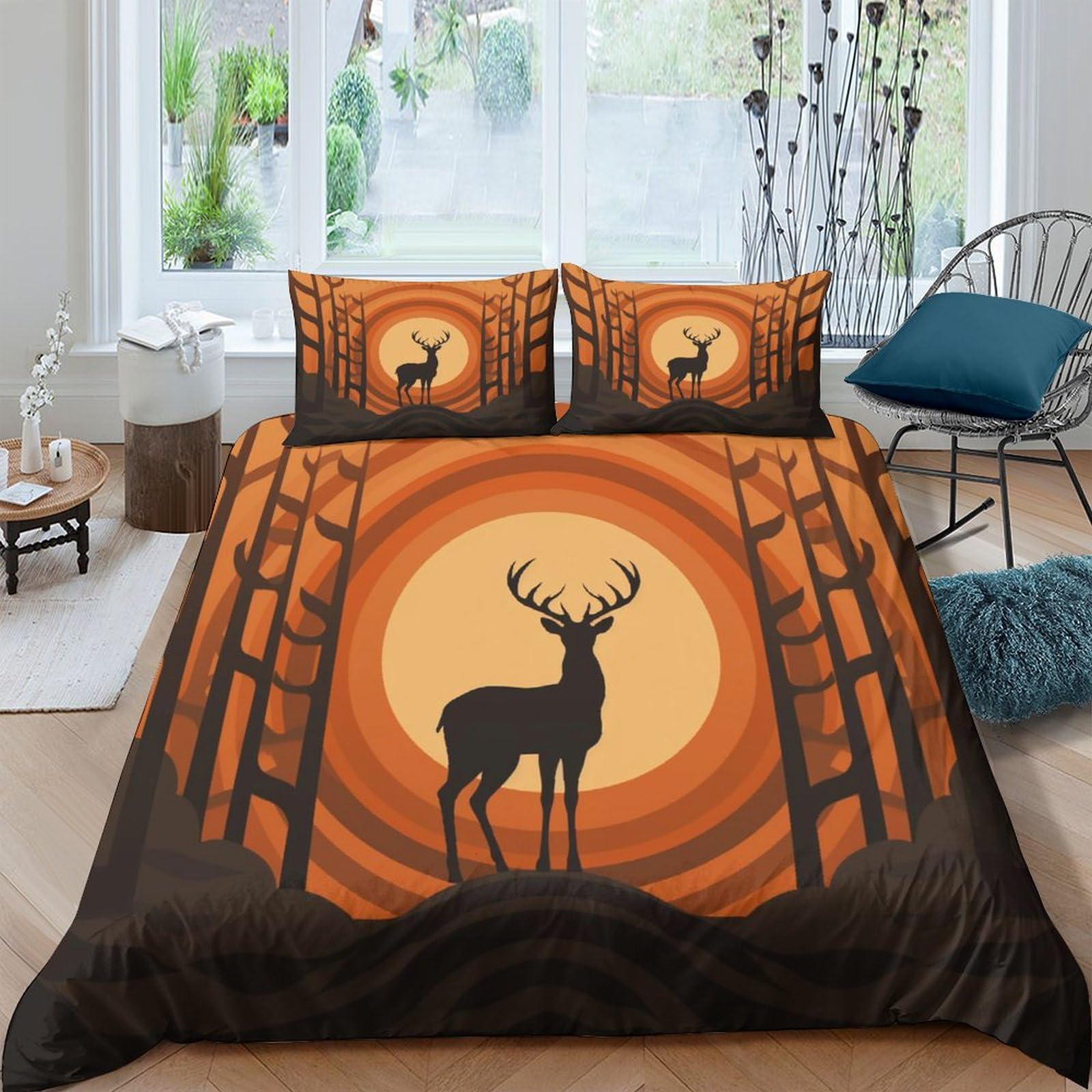 Set copripiumino de ciervo con impresión digital 3D de alta densidad textil para cama doble
