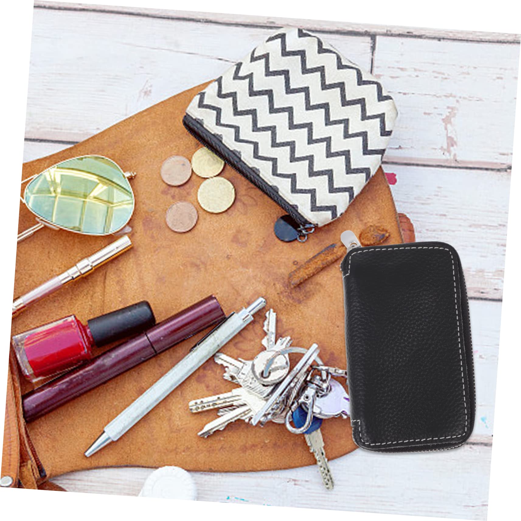 SOLUSTRE 3pezzi Custodia Porta Chiavi Auto Borsa Multi-funzione Per Chiavi e Carte Organizer Pratico e Resistente Design Elegante e Portatile Adatta Per Accessori
