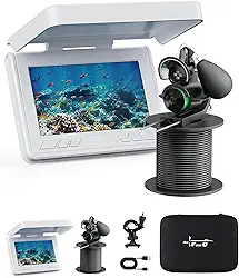FourQ Câmera de pesca subaquática, câmera de pesca Ice vexilar Fish find 11 cm HD LCD display subaquático com bateria de lítio de 5000 mAh, cabo de 19,8 m e 12 peças de luzes IR para barco, lago