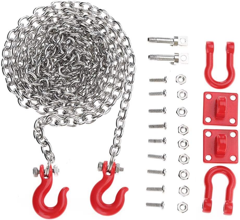 Dilwe RC Car Tow Hook Trailer Chain Set, RC U Shaped Tow Hook Trailer Chain Assemble Parts for RC Climbing Crawler Car Upgrade Part