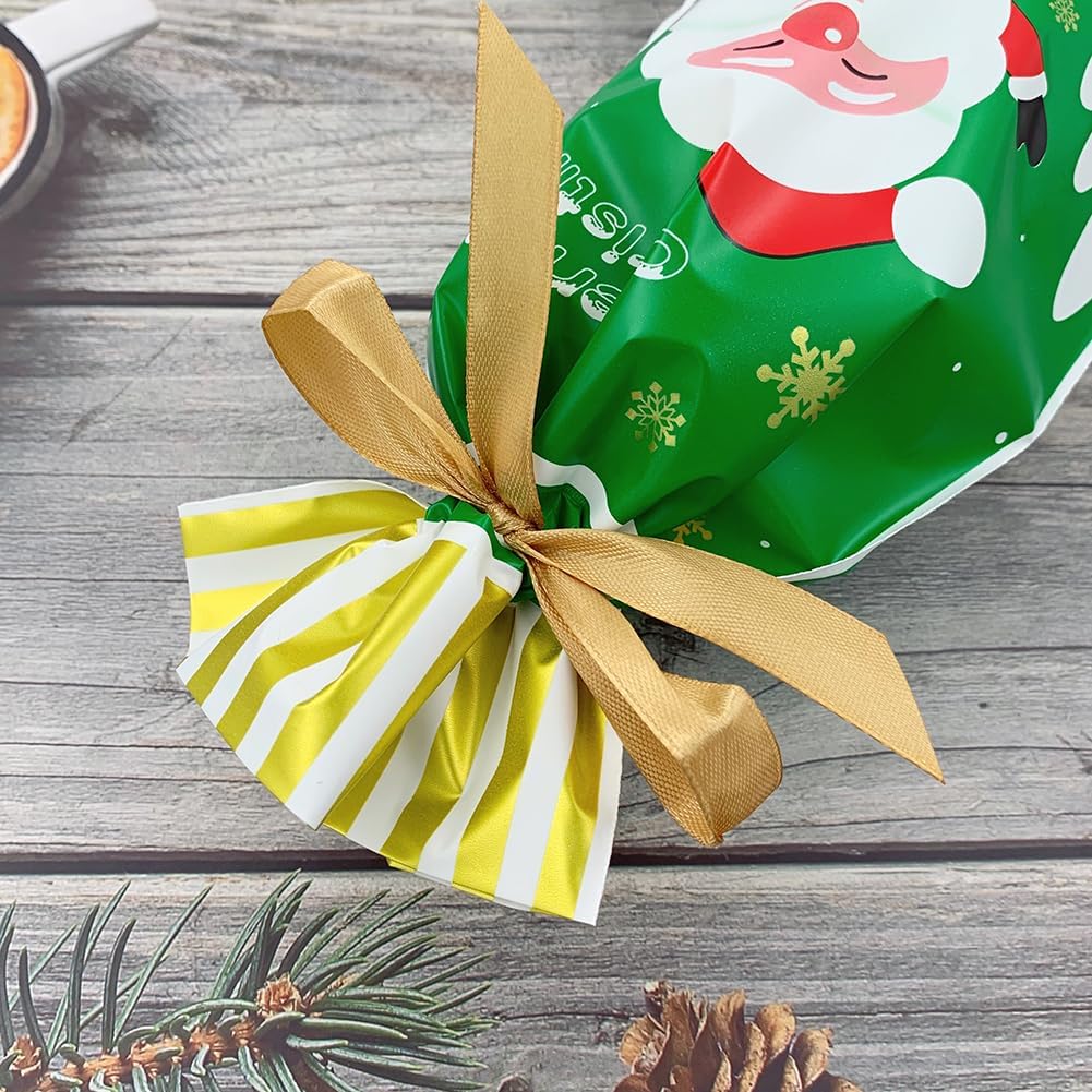 VIFOME Christmas Party Favor Bags,24pcs Santa Bags Christmas Treat Bag Santa Plastic Drawstring Bag for Candy Goodies Xmas Gift Wrapping Holiday Party Decoration - Image 3