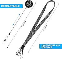 Vista 6 de Cordón negro para llaves con tira para el cuello genial, cordón con carrete retráctil para insignias, llavero largo y cómodo, llaveros estéticos