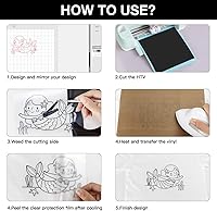 Vista 6 de HTVRONT - Rollos de vinilo termotransferible (HTV) blanco y negro, 12 pulgadas x 15 pies de vinilo de planchado para Cricut & Cameo, para camisas