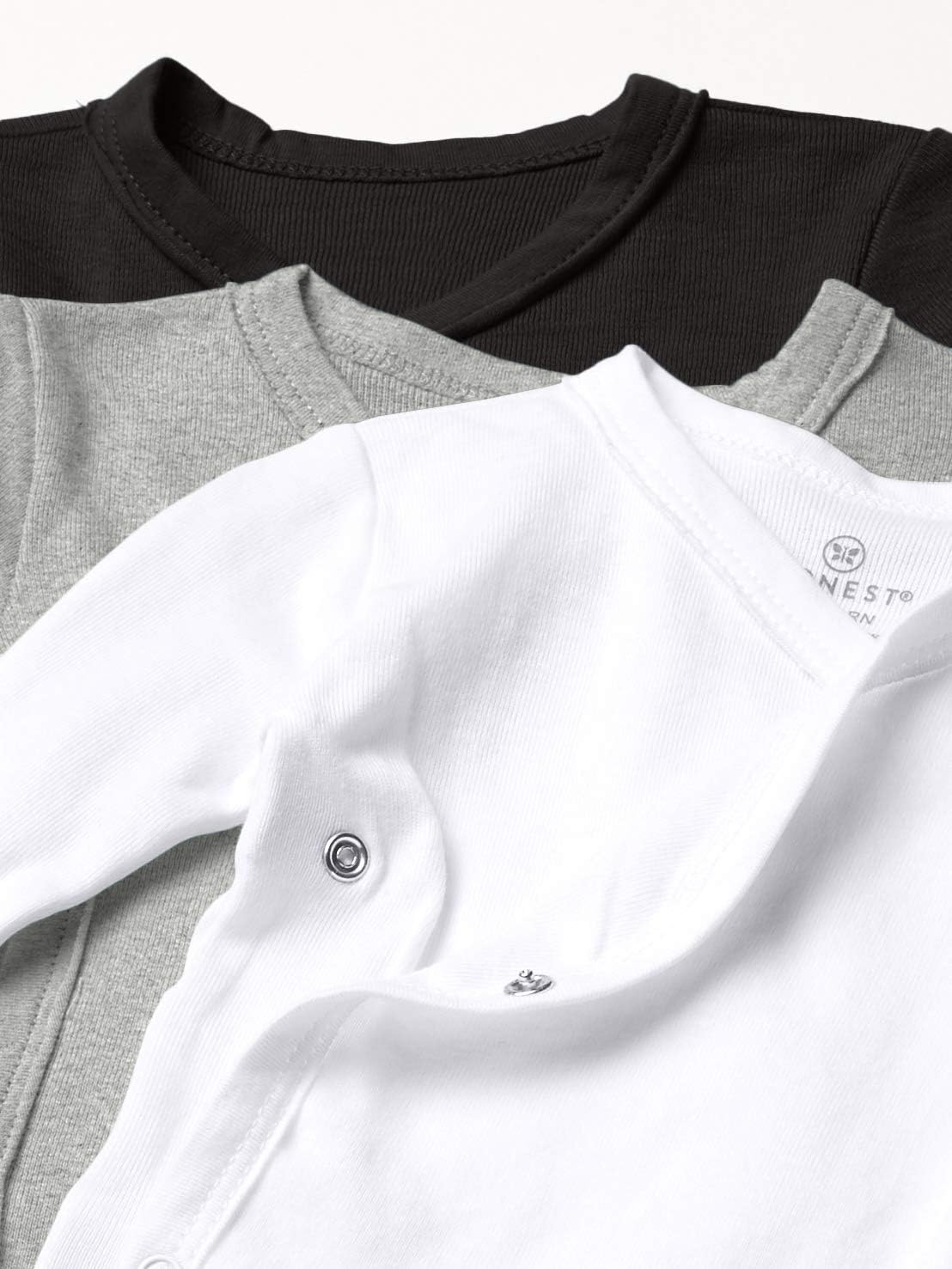 HonestBaby 3-pack Long Sleeve Side-snap Kimono Tops 100% Organic Cotton for Newborn Baby for Infant Boys, Girls, Unisex - Image 2