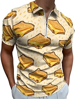 Grilled Cheese Sandwich Breakfast Men's Golf Polo Shirts Lightweight Short Sleeve Top Casual Sport Slim Fit Tees