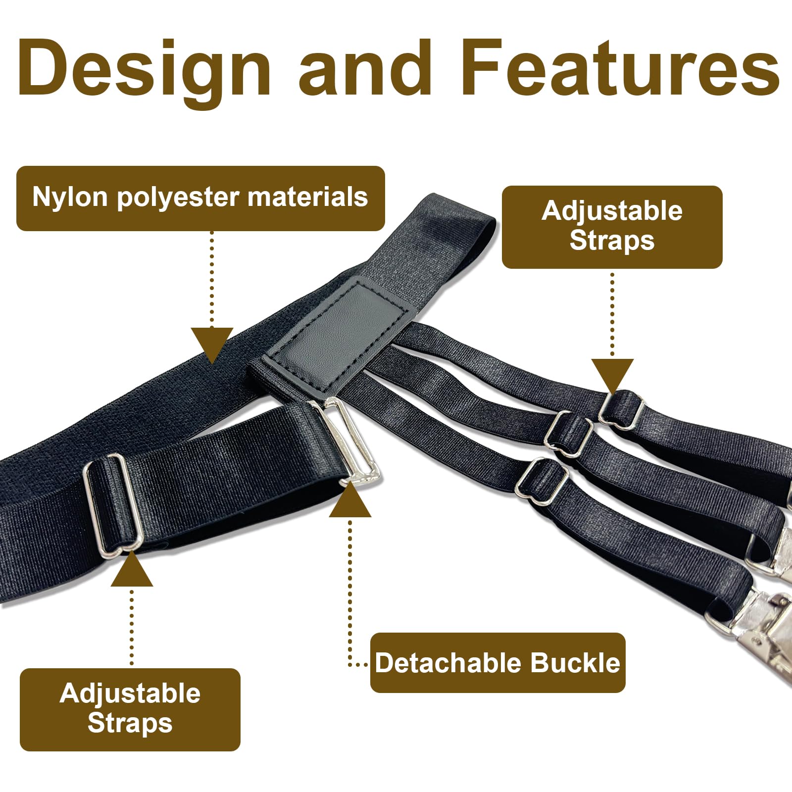 Soportes para camisa para hombre, policía, clips de camisa 3.0, accesorios de traje, para hombre, con ligas elásticas ajustables, soportes para camisas, tirantes para cinturón para mujeres
